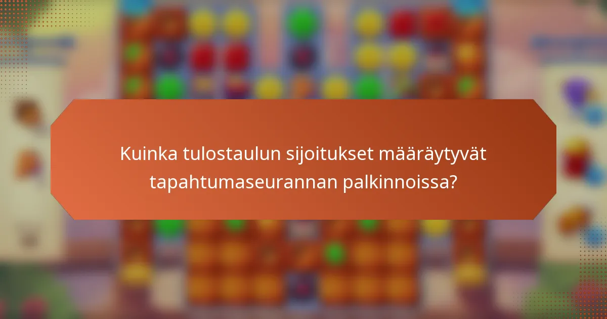 Kuinka tulostaulun sijoitukset määräytyvät tapahtumaseurannan palkinnoissa?